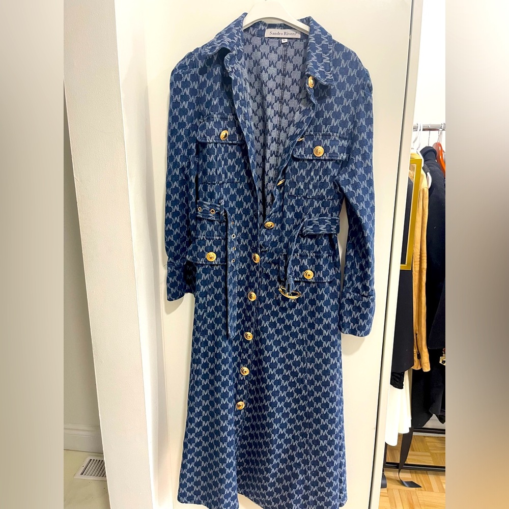 Long sleeve long Jean dress with logo